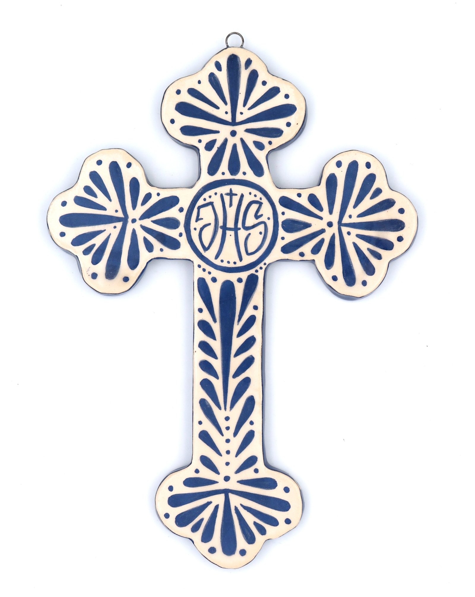 Croix en faïence émaillée